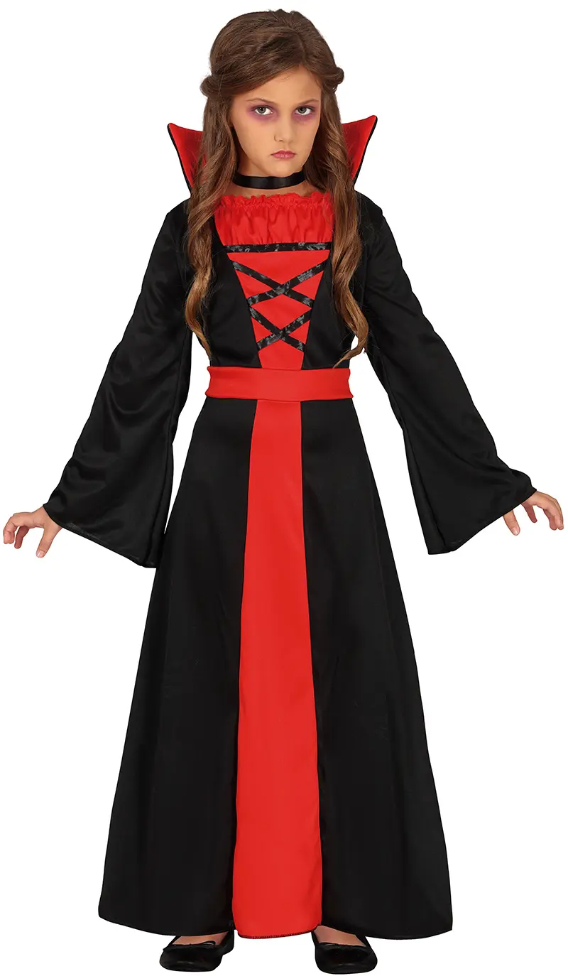 Vampyr – kostume til piger, rød og sort, model 78015