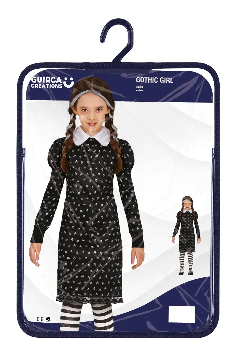 Gotisk pige – kostume til piger, sort, model 78041