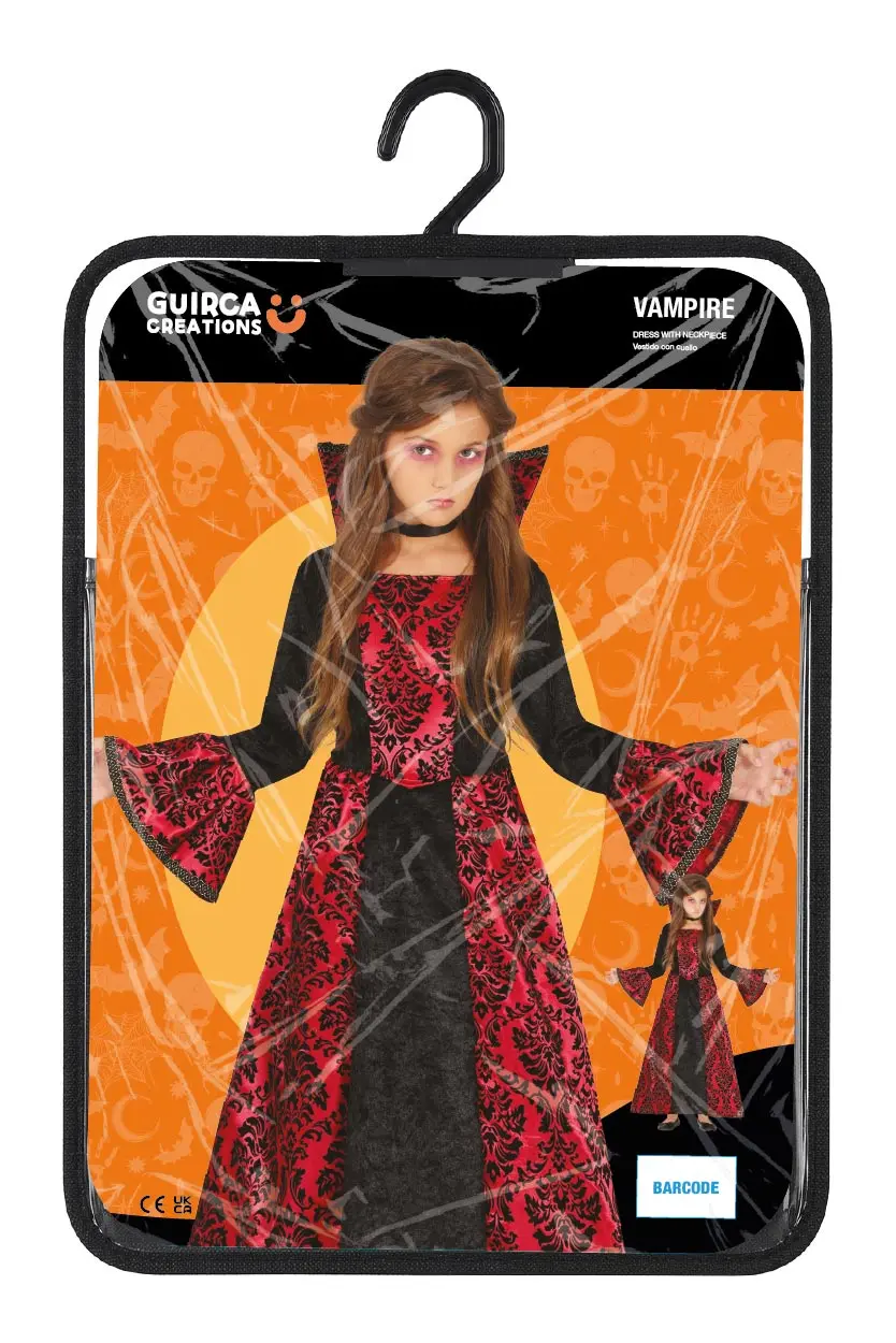 Vampyr – kostume til piger, sort og bordeaux, model 78073
