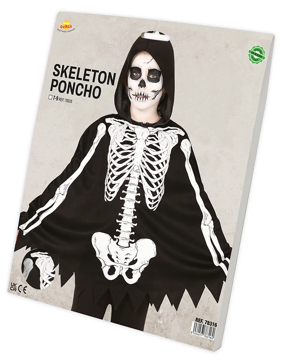 Skeletponcho – kostume til børn