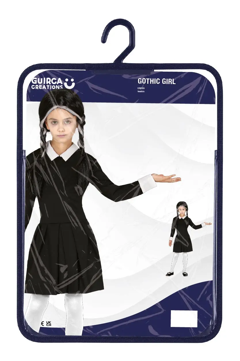 Gotisk pige – kostume til piger, sort, model 78390