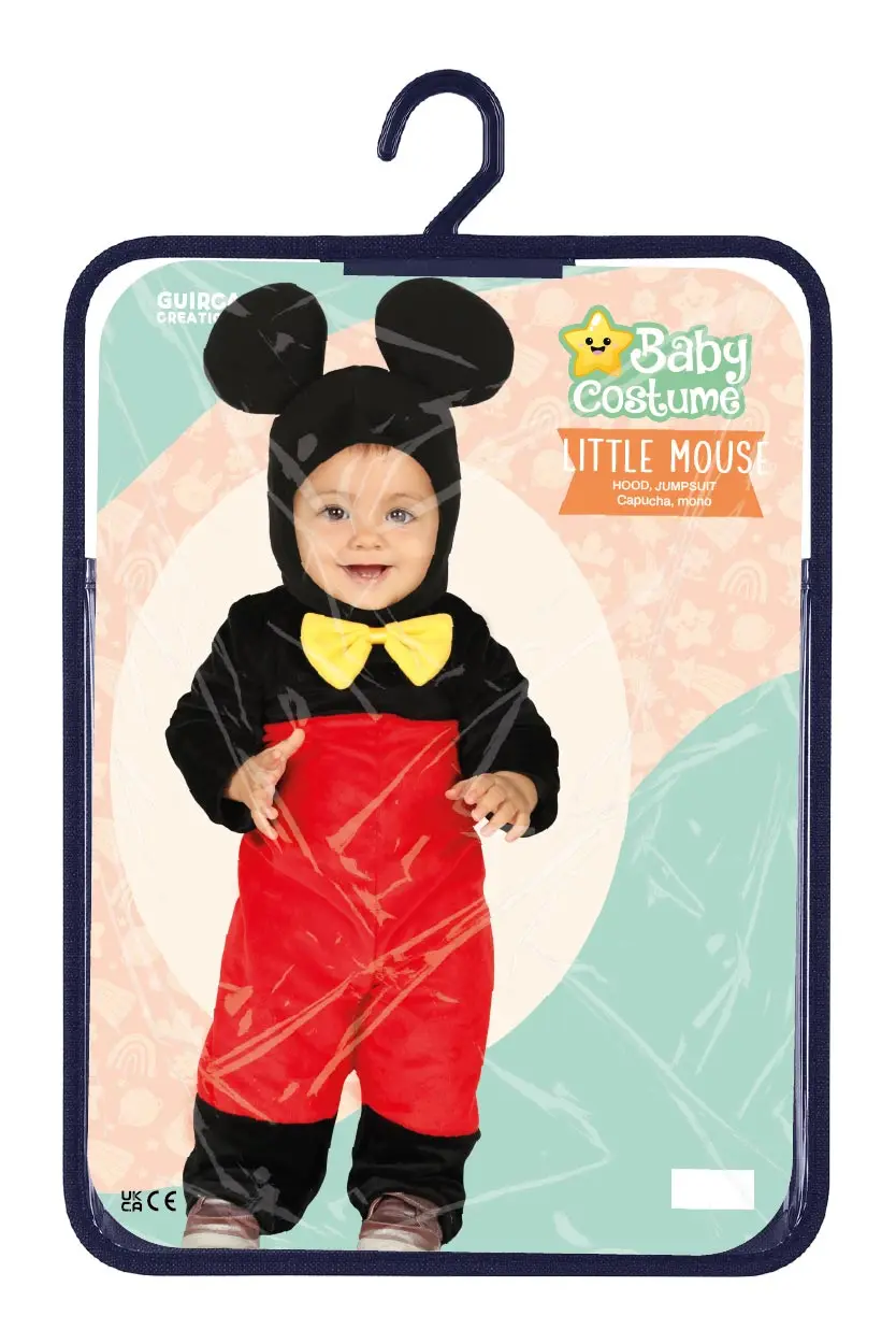 Lille mus – kostume til baby, sort og rød, model 78594