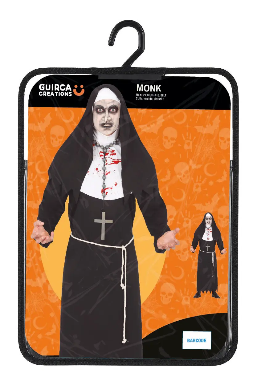 Munk – kostume til herrer, hvid og sort