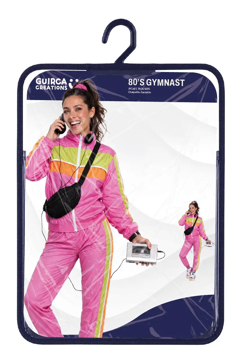 Gymnast – kostume til damer, lyserød og flerfarvet, model 79160