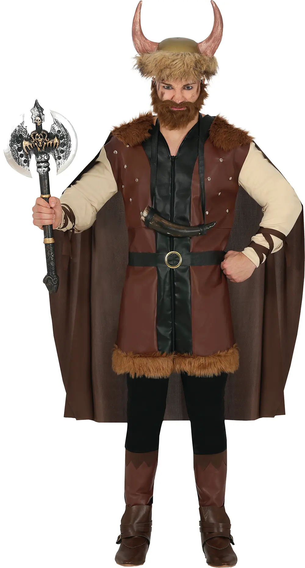 Viking – kostume til herrer, brun og beige
