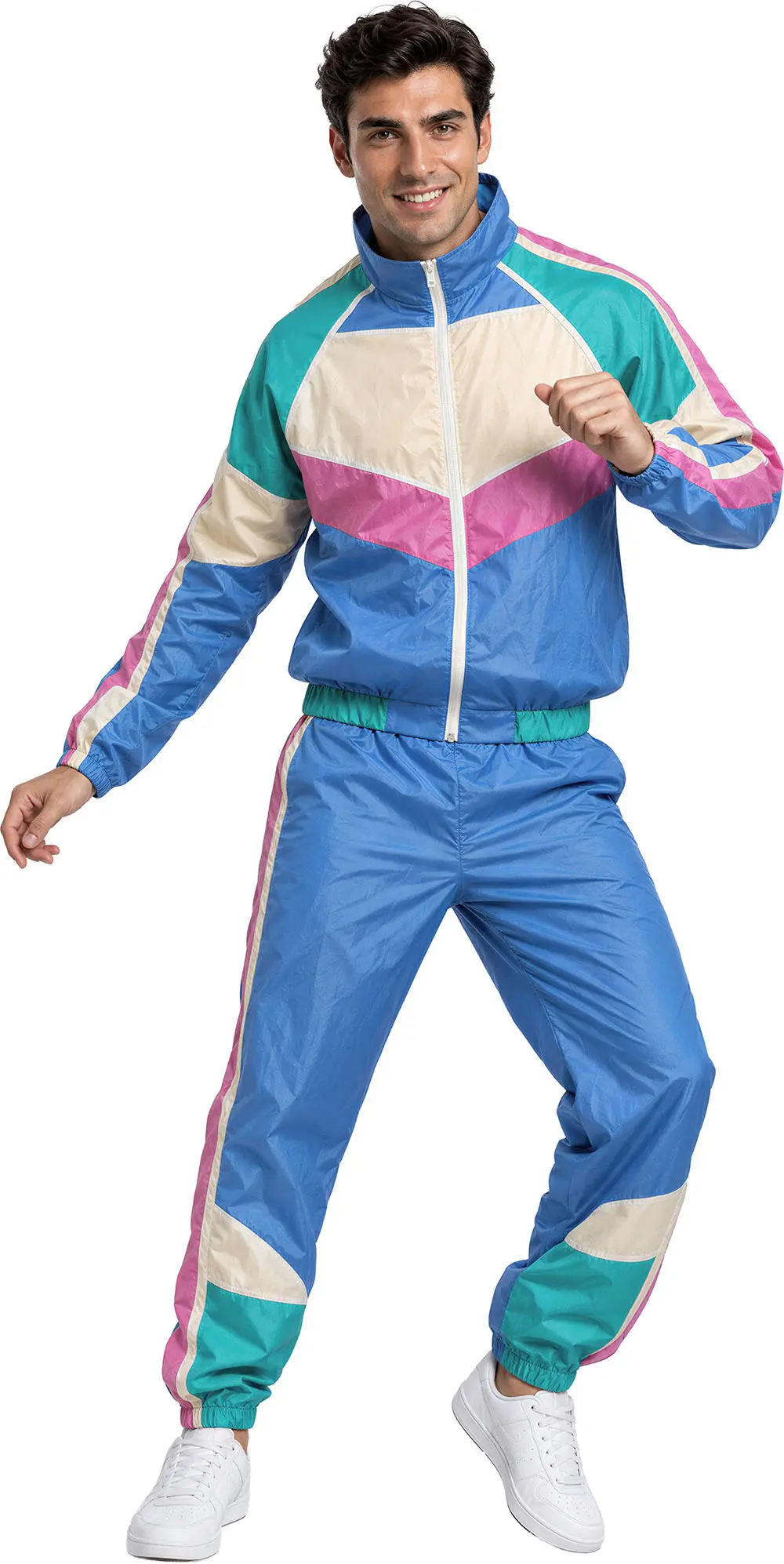 Gymnast – kostume til herrer, blå og flerfarvet, model 79309