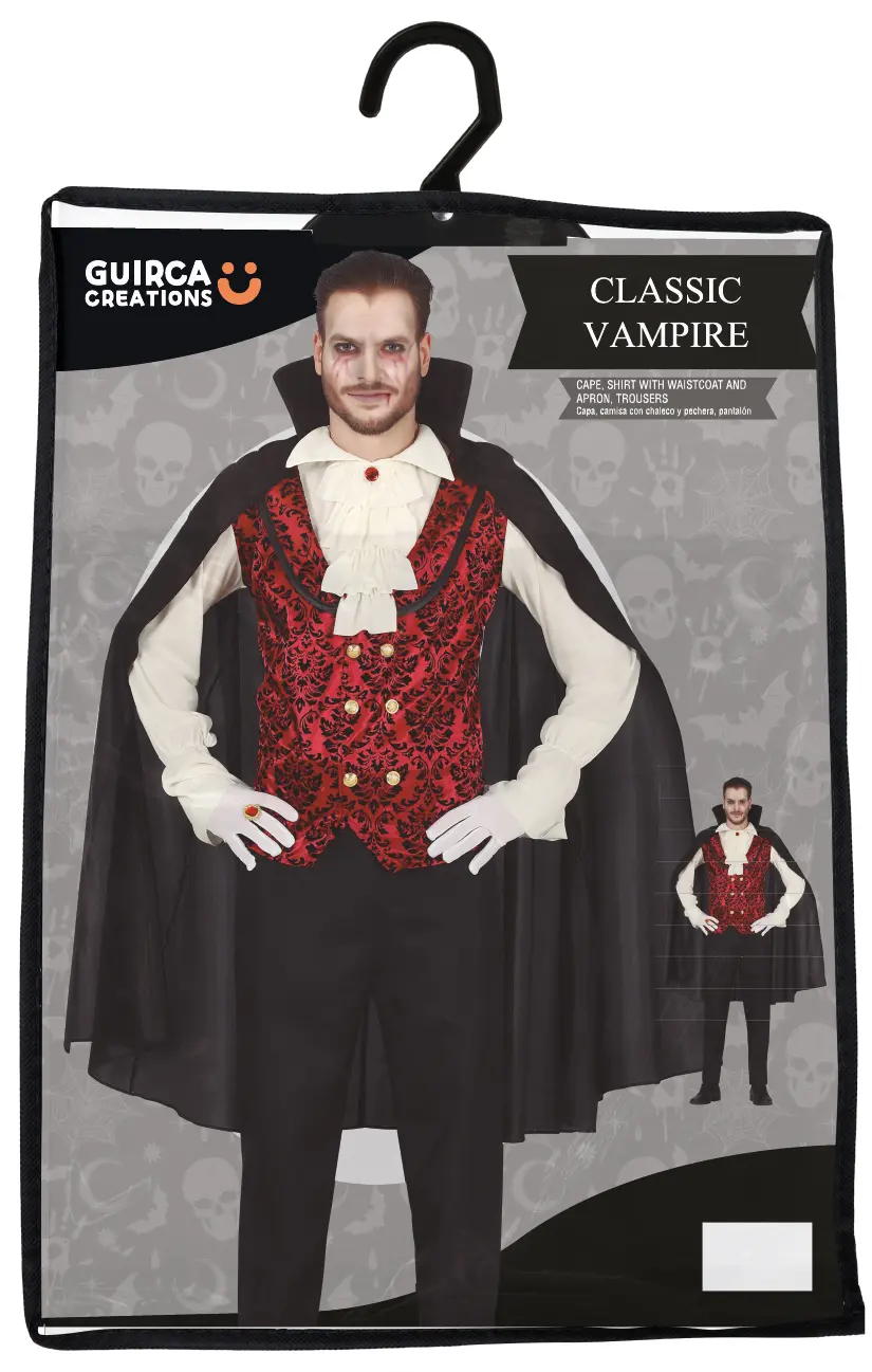 Vampyr – kostume til herrer, sort og bordeaux