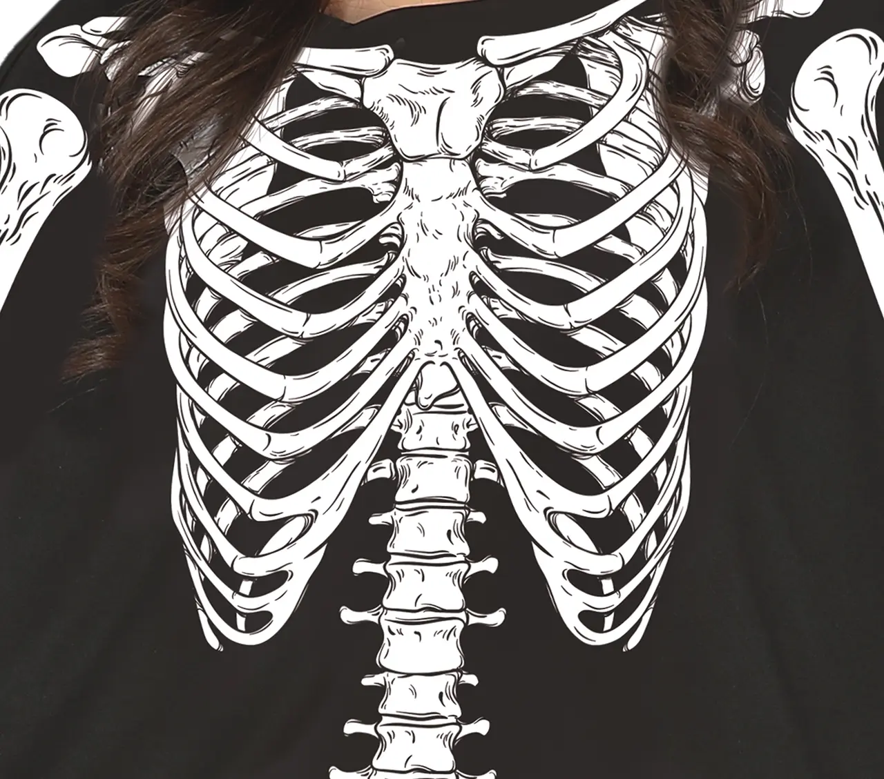 Skeletponcho – kostume til damer, sort og hvid