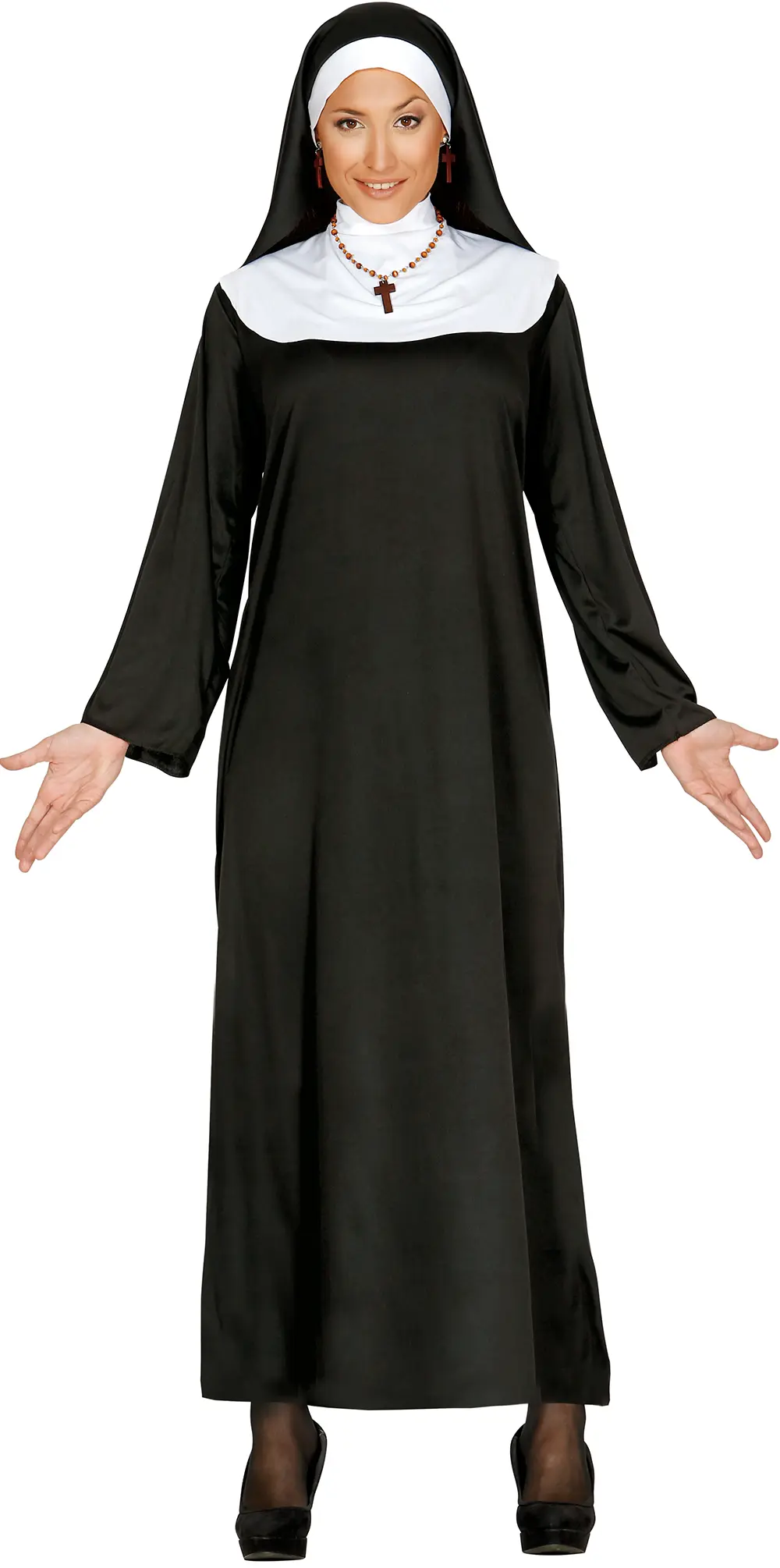 Nonne – kostume til damer, sort og hvid, model 80031