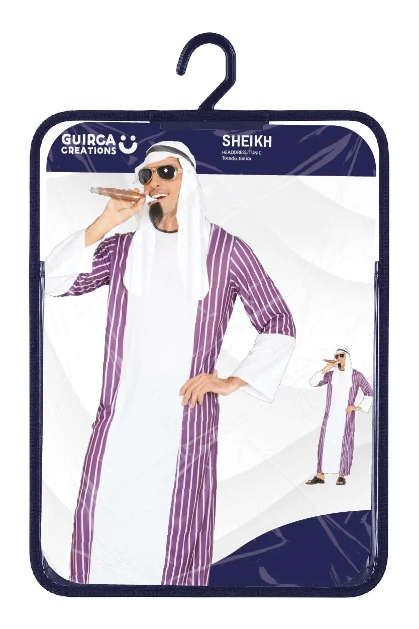 Sheik – kostume til herrer, hvid og lilla