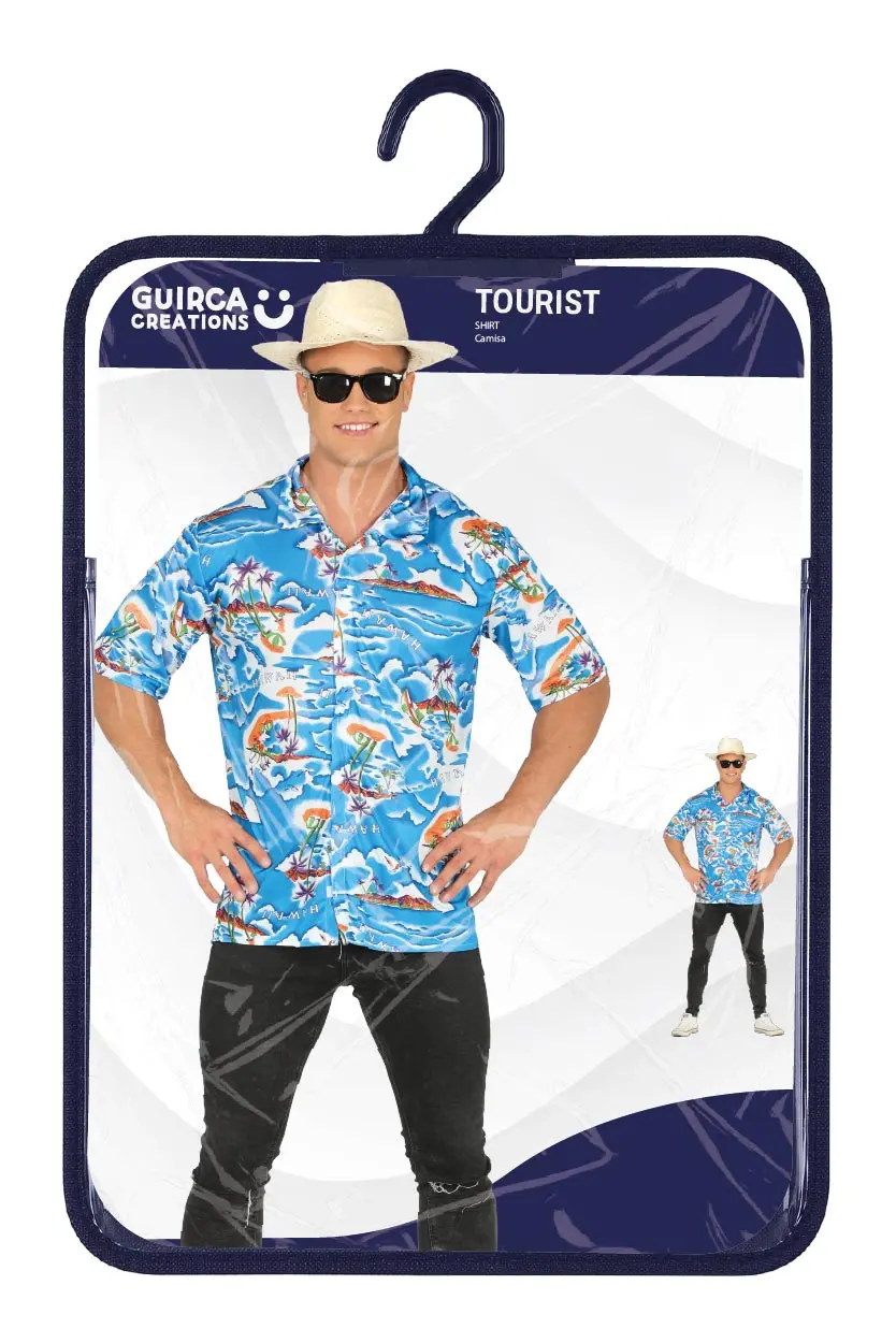Turist – kostume til herrer, blå og flerfarvet