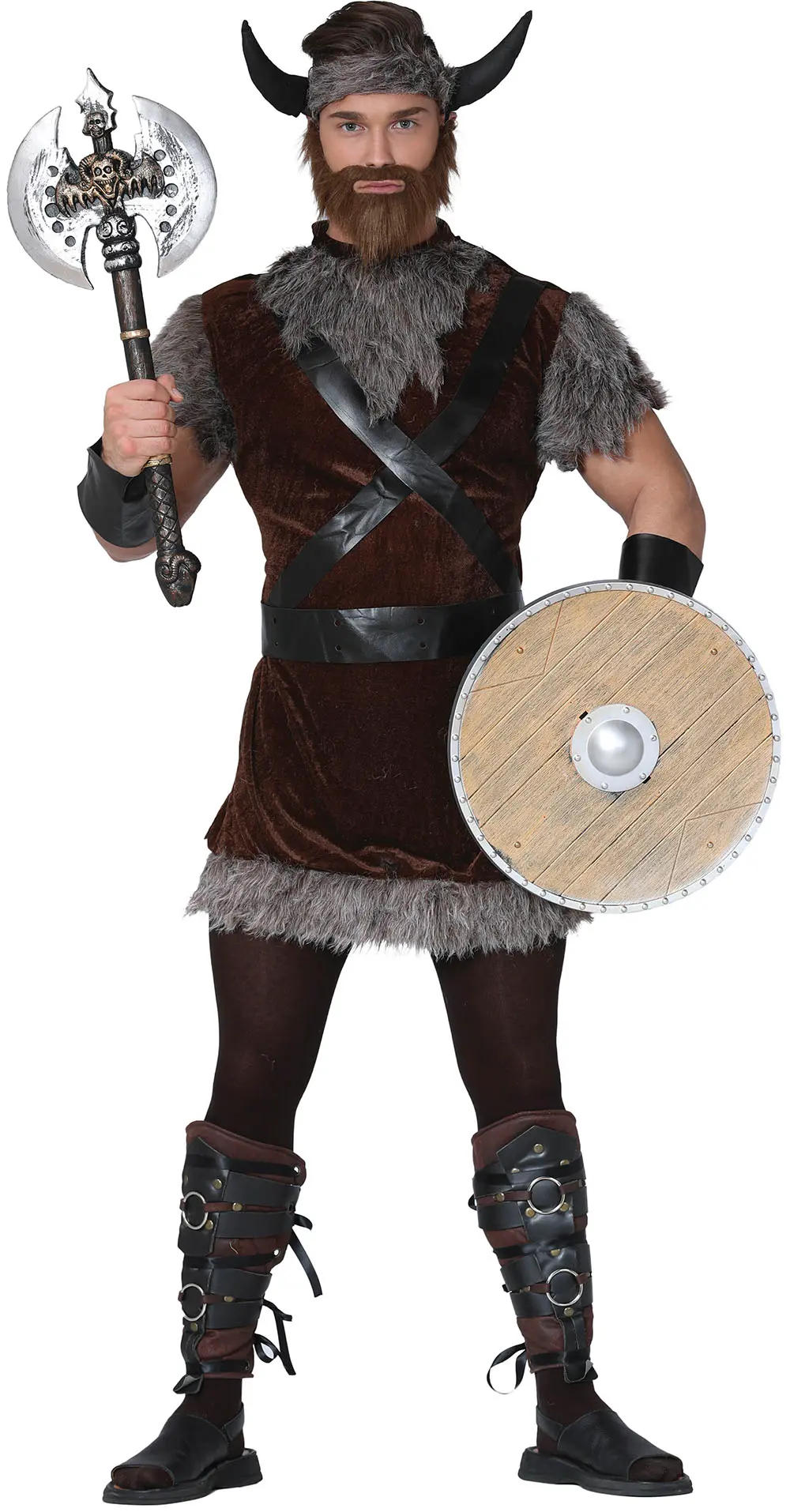 Viking – kostume til herrer, brun og grå