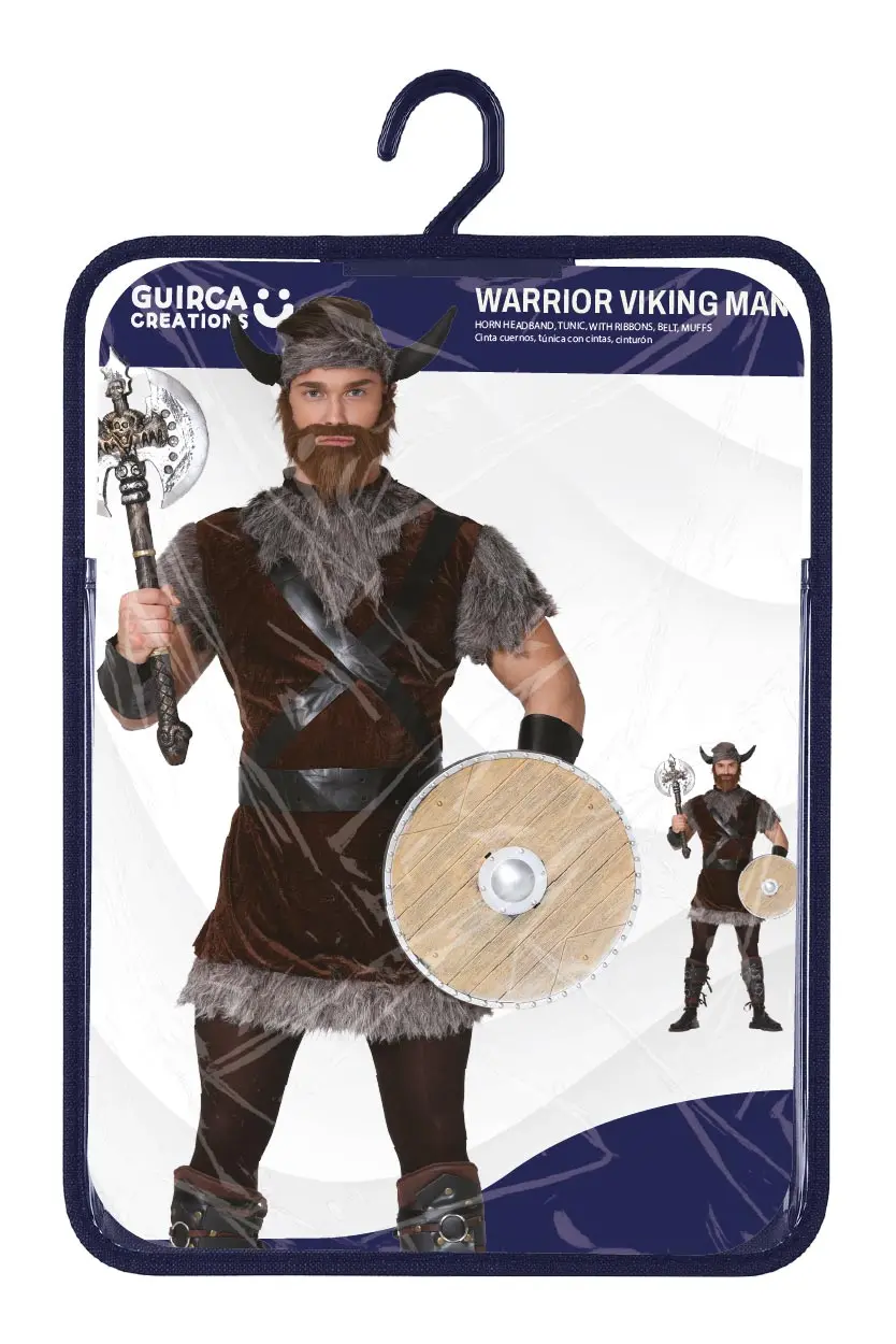 Viking – kostume til herrer, brun og grå