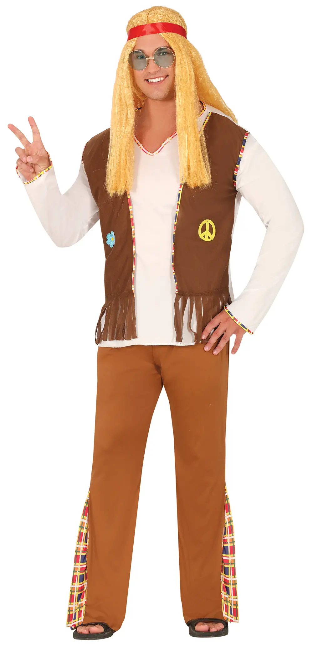 Blomsterhippie – kostume til herrer, brun