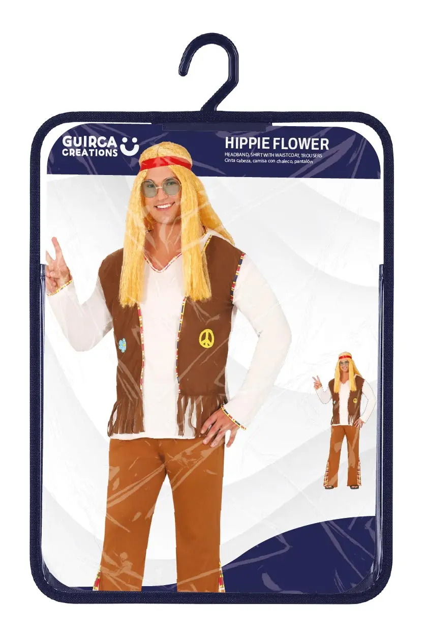 Blomsterhippie – kostume til herrer, brun