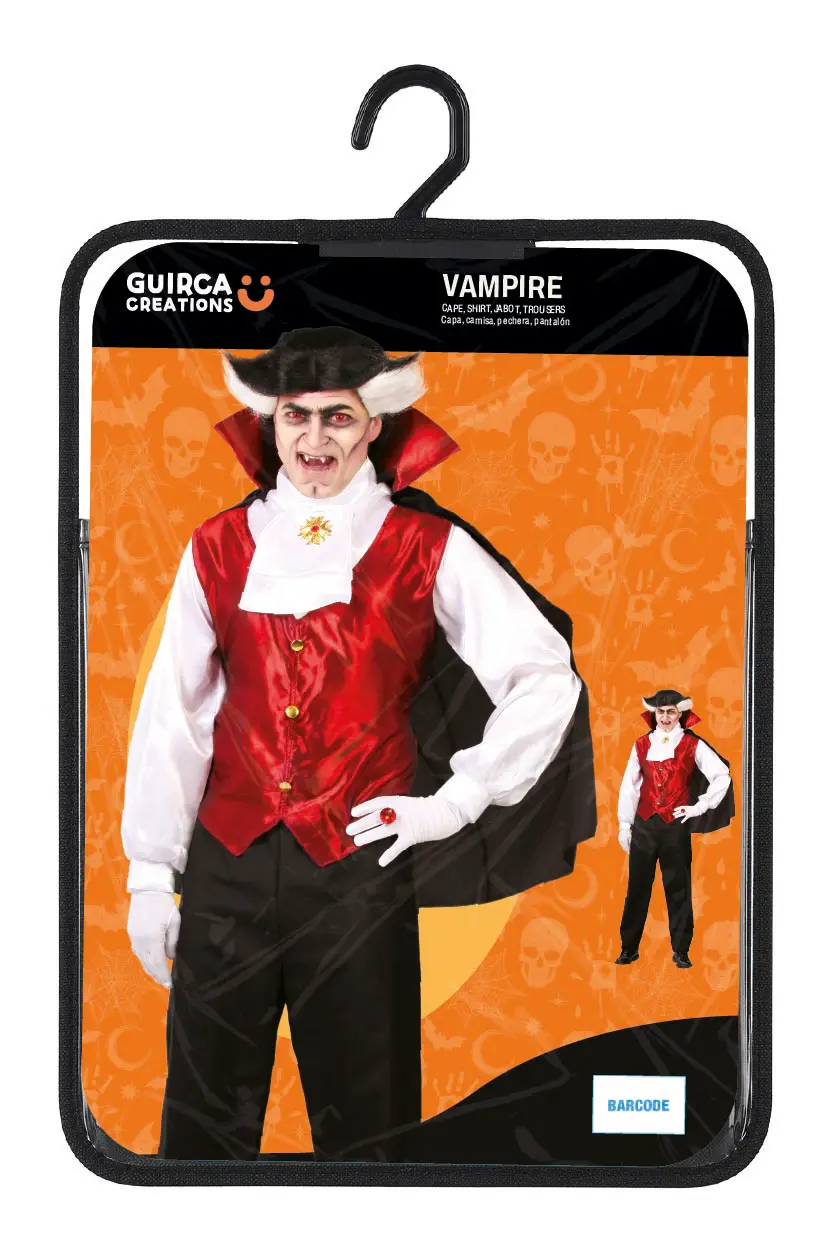 Vampyr – kostume til herrer, bordeaux og sort