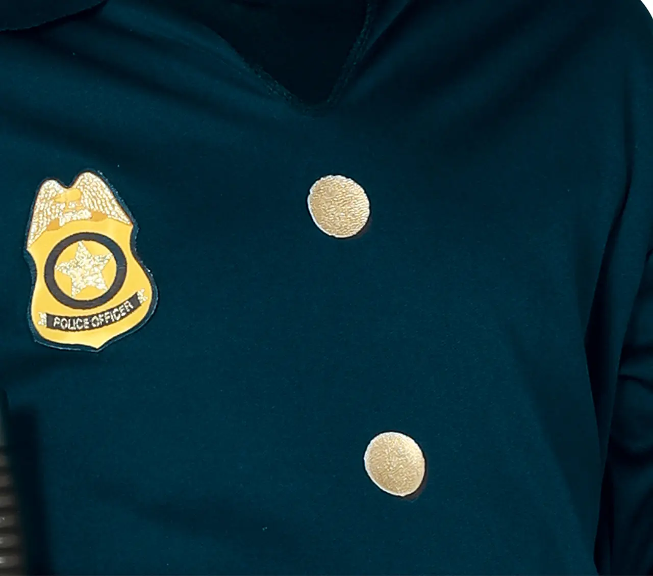 Politi – kostume til drenge, blå og guld