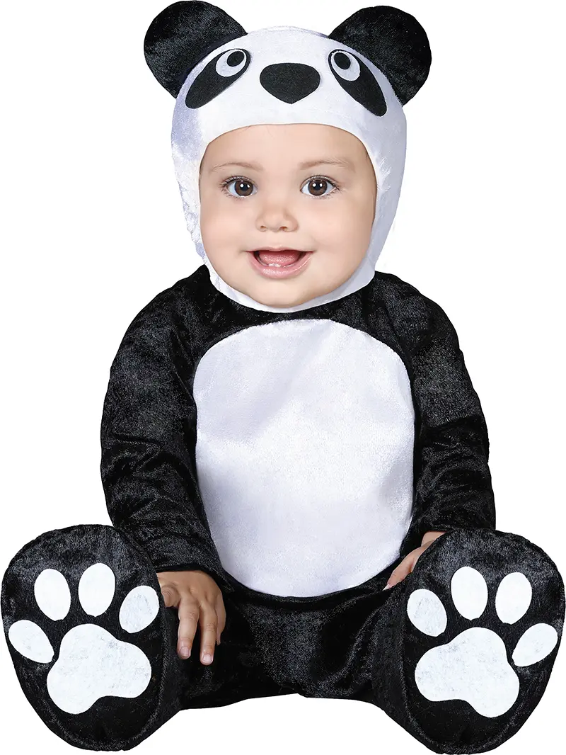 Panda – kostume til baby, sort og hvid