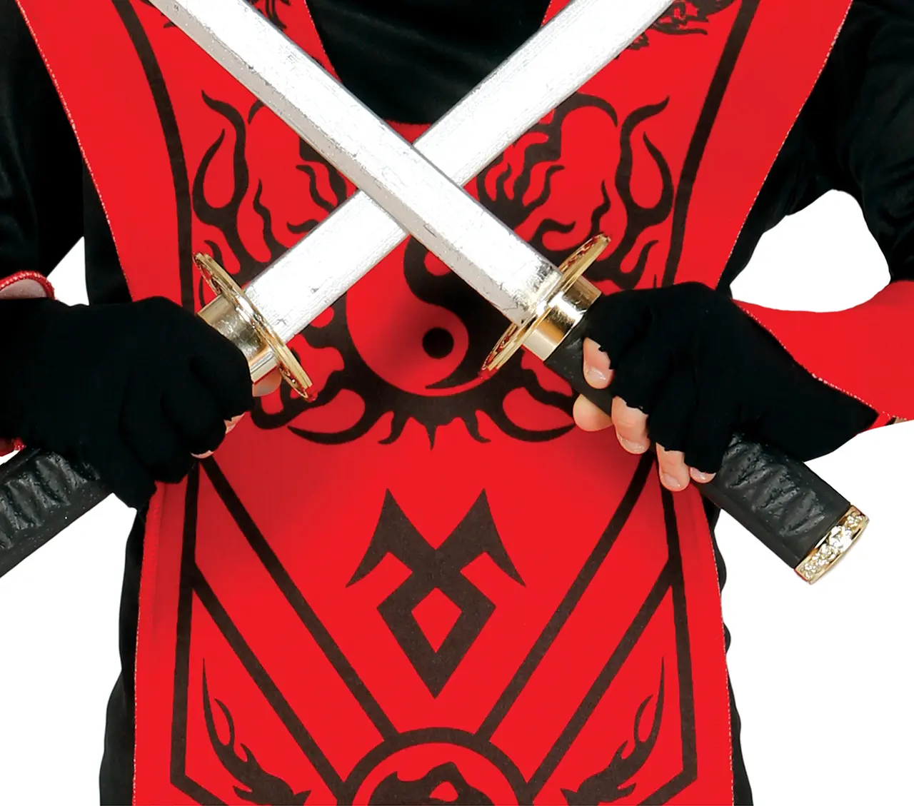 Rød ninja – kostume til drenge, rød og sort