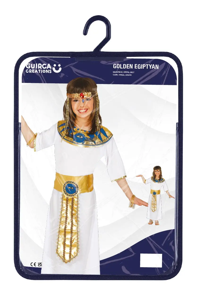Egyptisk – kostume til piger, hvid og guld, model 83382