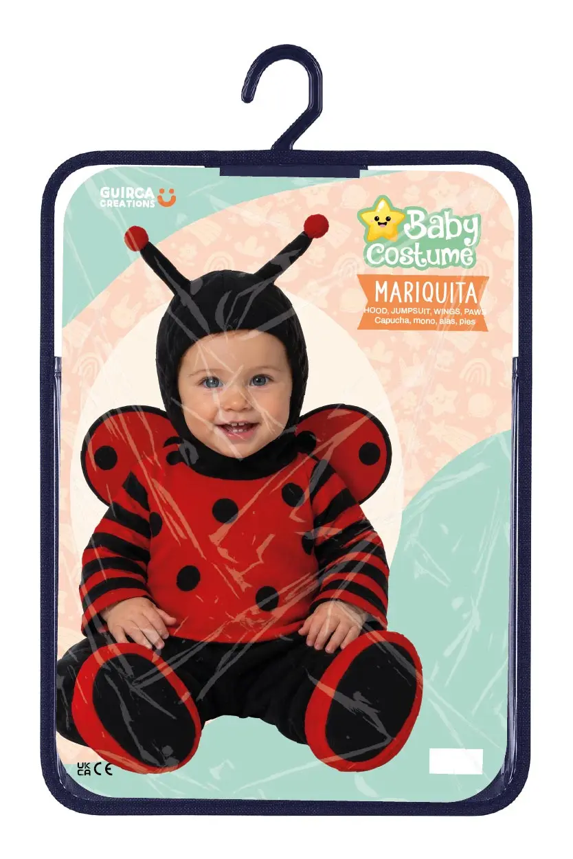 Mariehøne – kostume til baby, sort og rød, model 85973