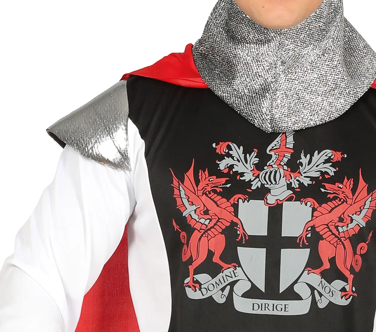 Middelalderridder – kostume til herrer, sort og rød, model 86336