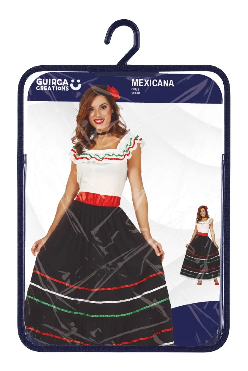 Mexicaner – kostume til damer, sort og flerfarvet