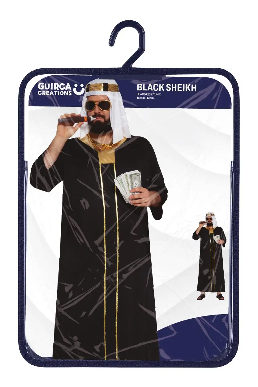 Sheik – kostume til herrer, sort og guld