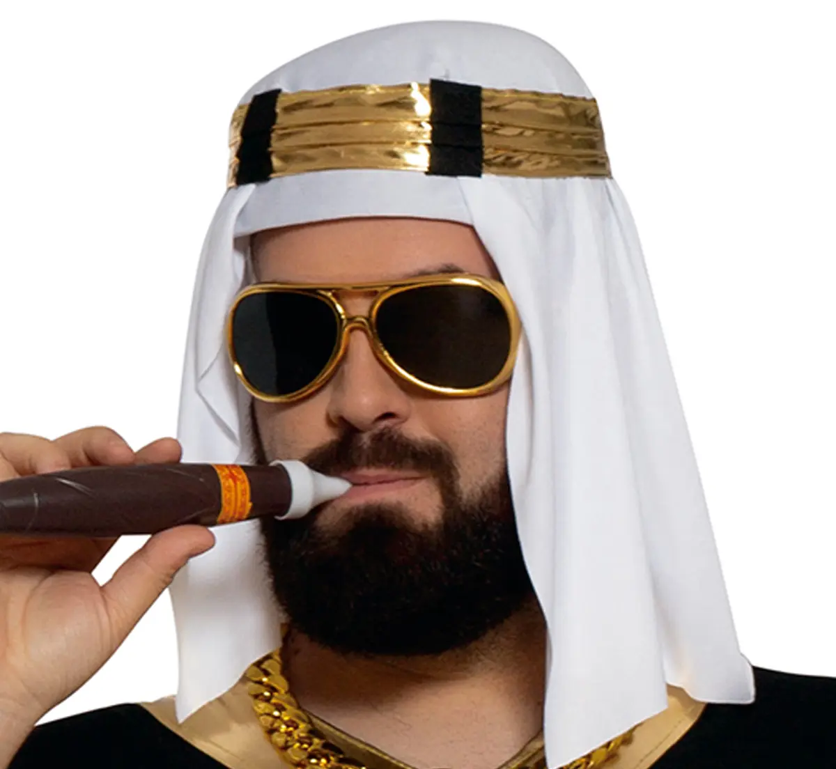 Sheik – kostume til herrer, sort og guld