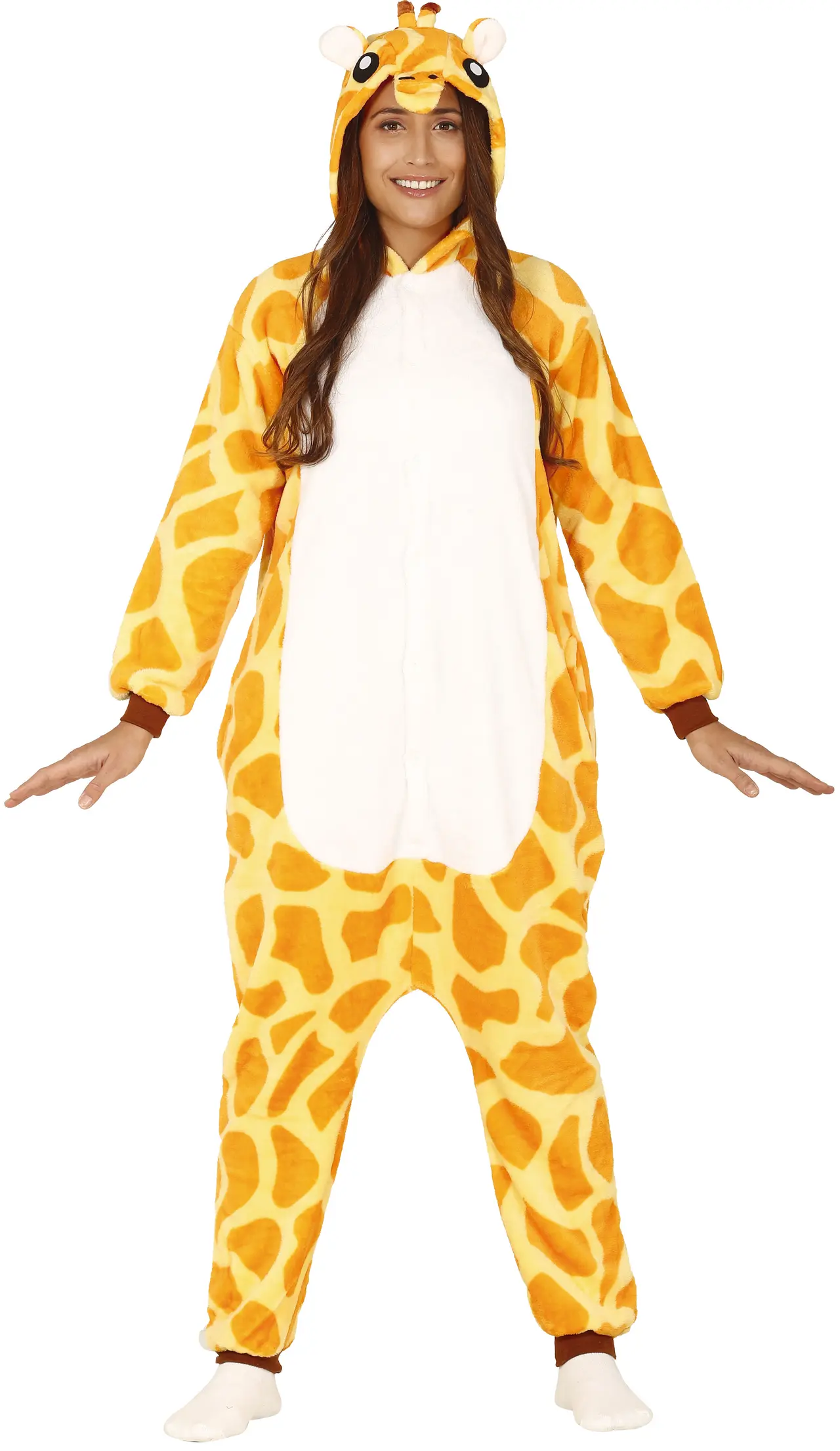 Giraf-kigurumi – kostume til voksne, hvid og gul