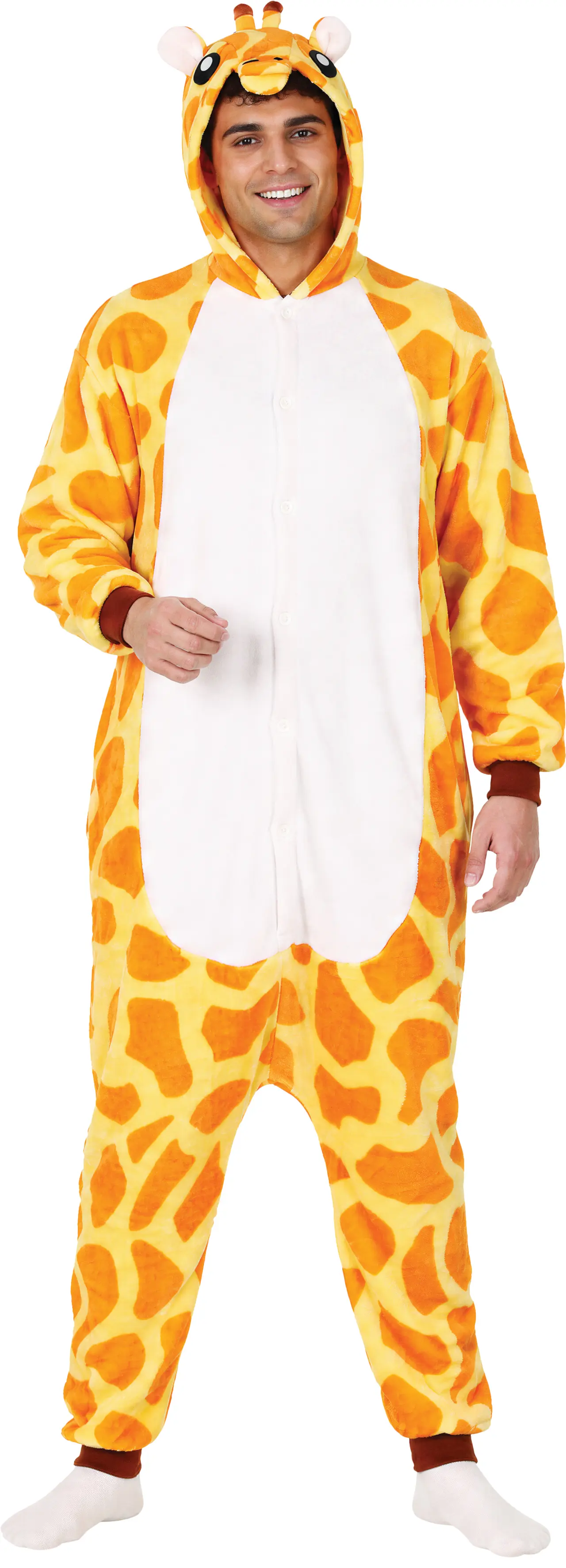 Giraf-kigurumi – kostume til voksne, hvid og gul