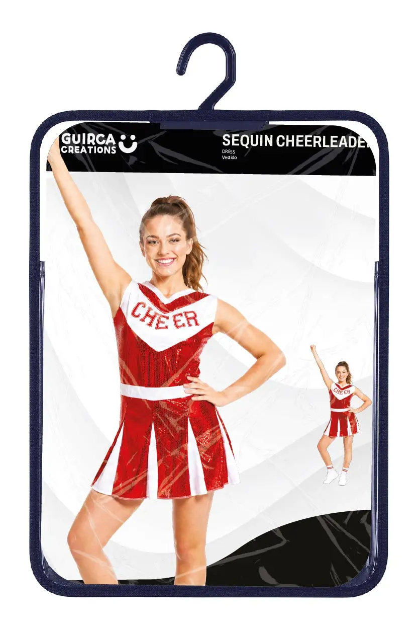 Cheerleader med pailletter – kostume til damer