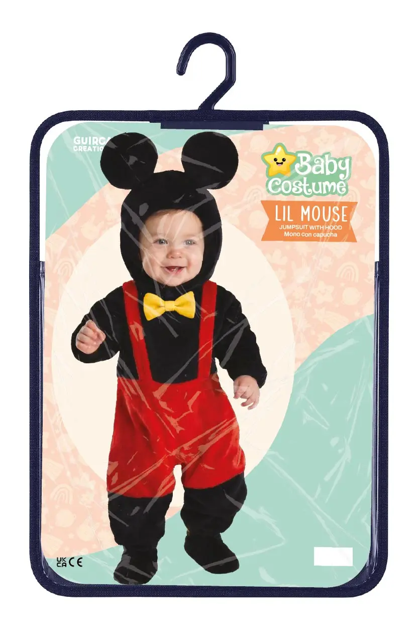 Lille mus – kostume til baby, sort og rød, model 87024
