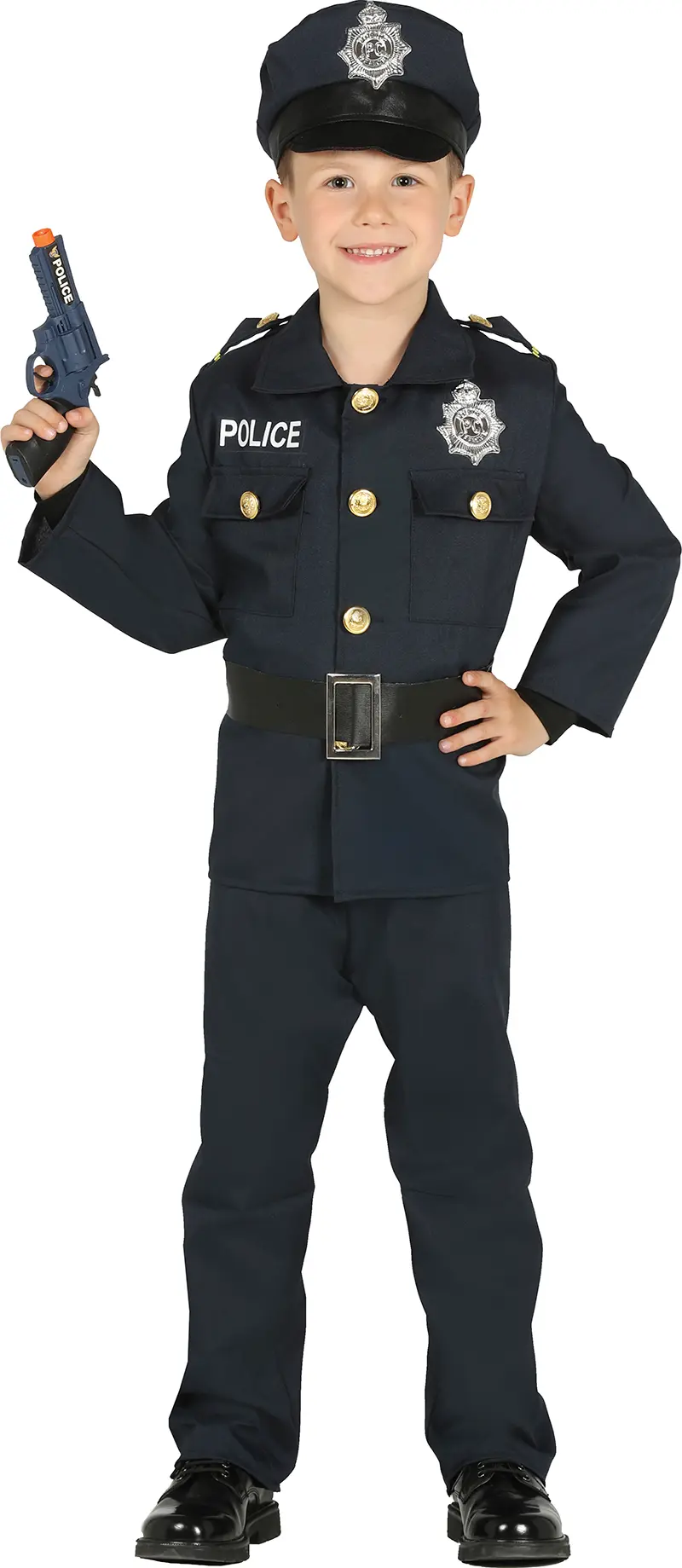Politi – kostume til drenge, blå, model 87455