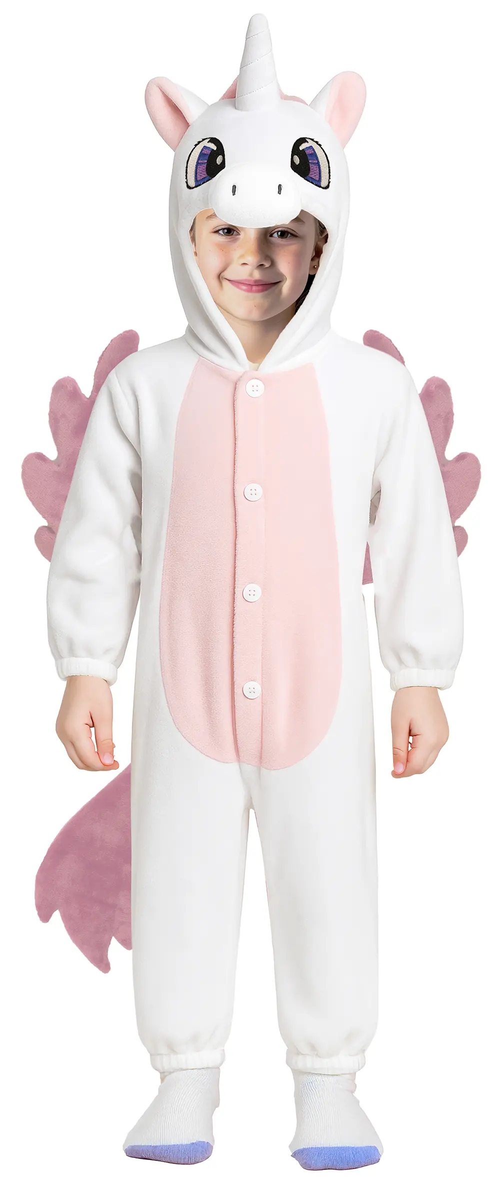 Enhjørning-kigurumi – kostume til børn, hvid og lyserød