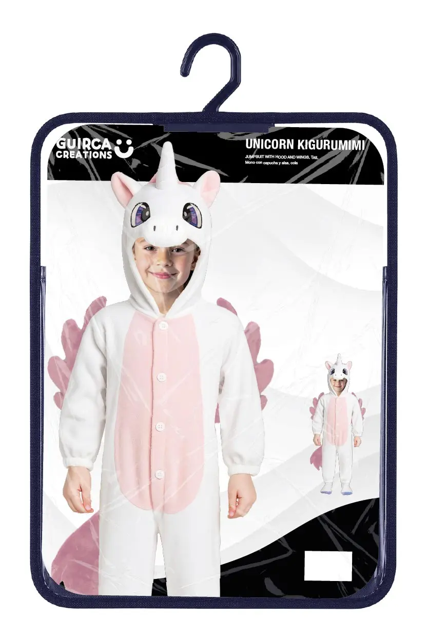 Enhjørning-kigurumi – kostume til børn, hvid og lyserød