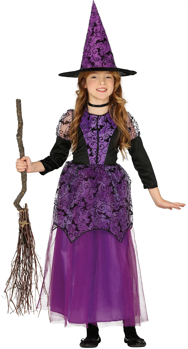 Lilla heks – kostume til piger, lilla