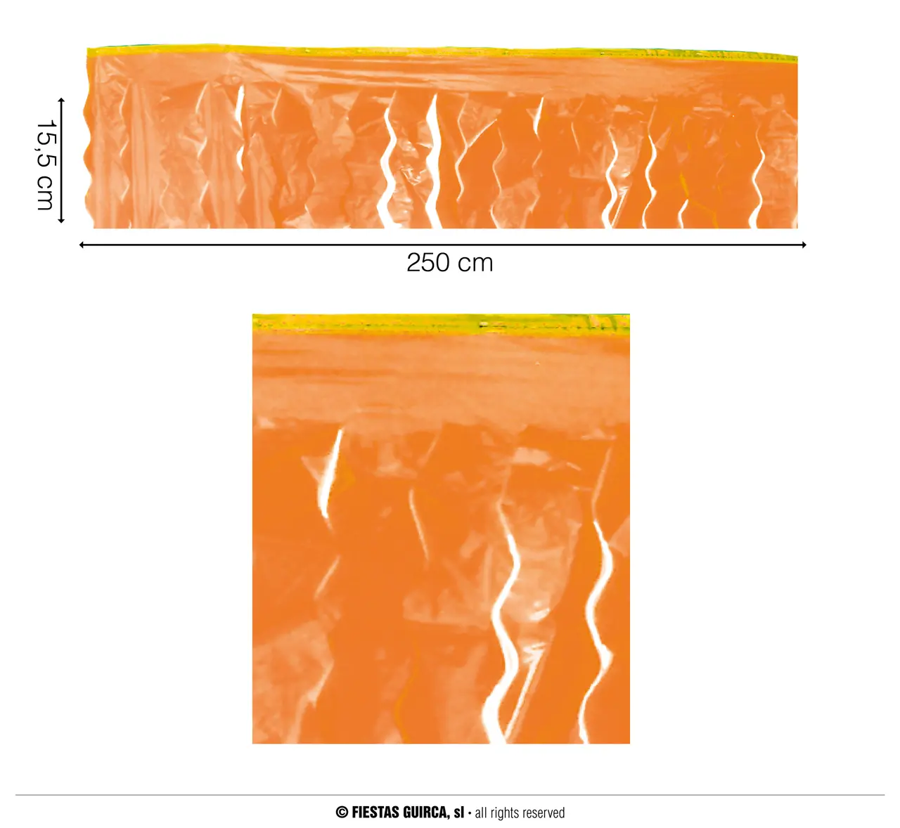 Pose med 25 m frynseguirlande i plastik, orange