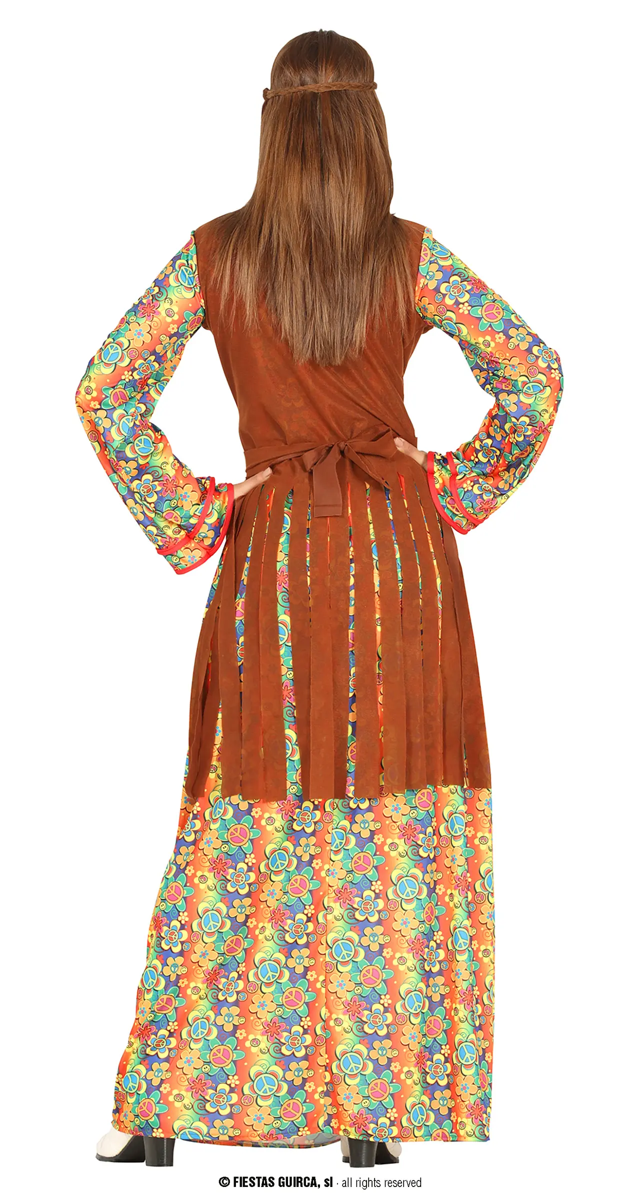 Hippie – kostume til damer, brun og flerfarvet, model 88085