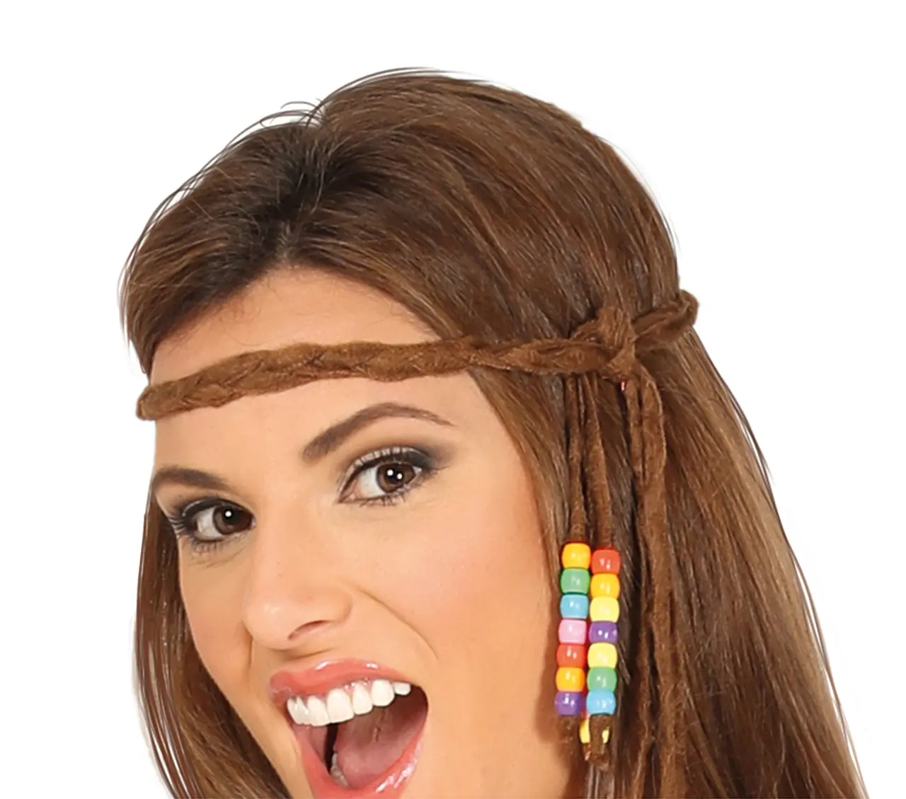 Hippie – kostume til damer, brun og flerfarvet, model 88085
