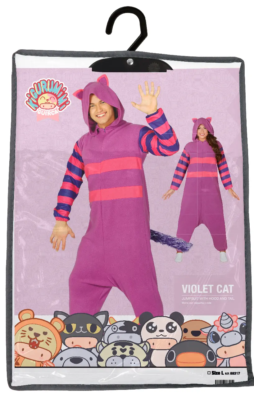 Lilla kattepyjamas – kostume til voksne