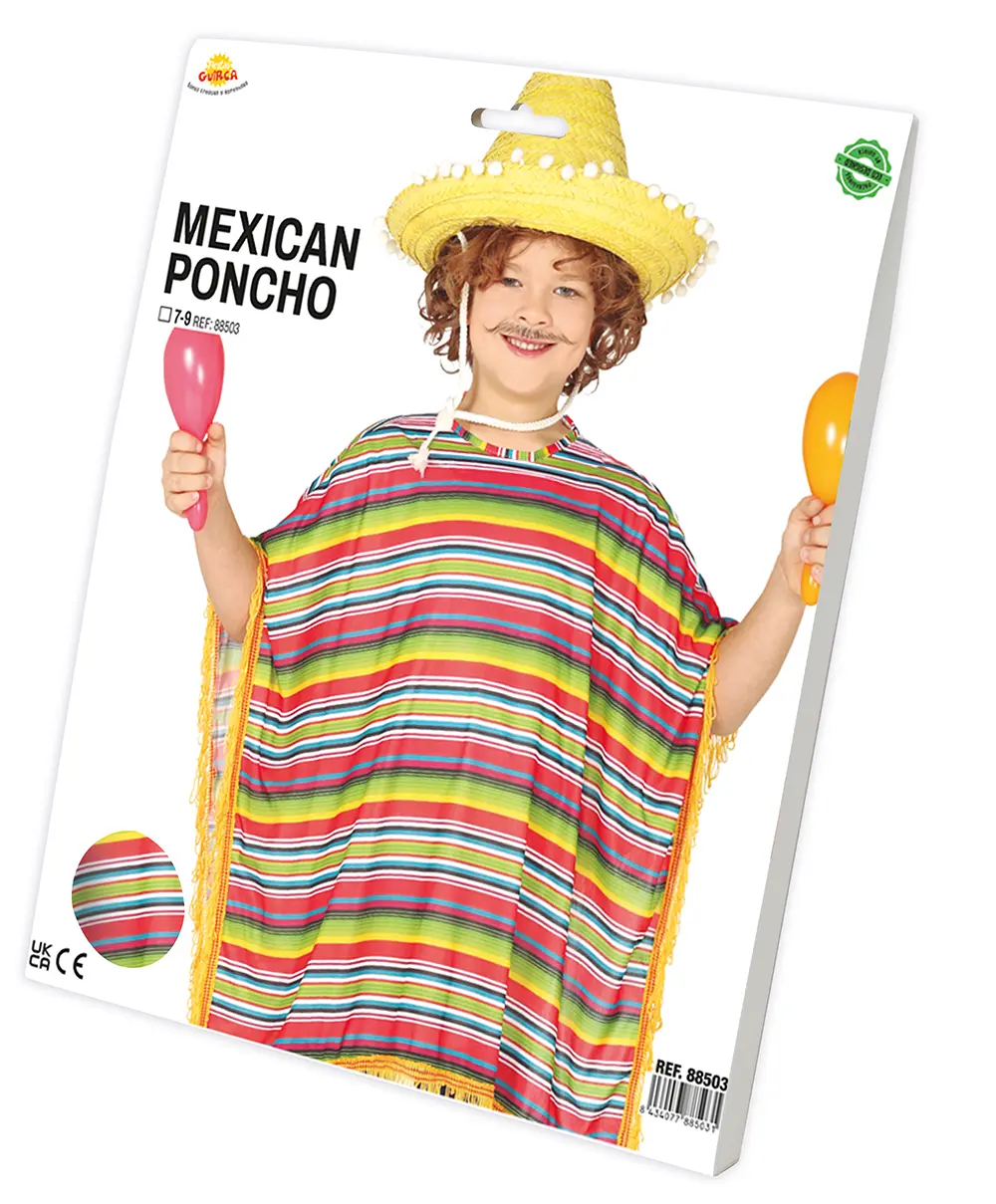 Mexicansk poncho – kostume til drenge