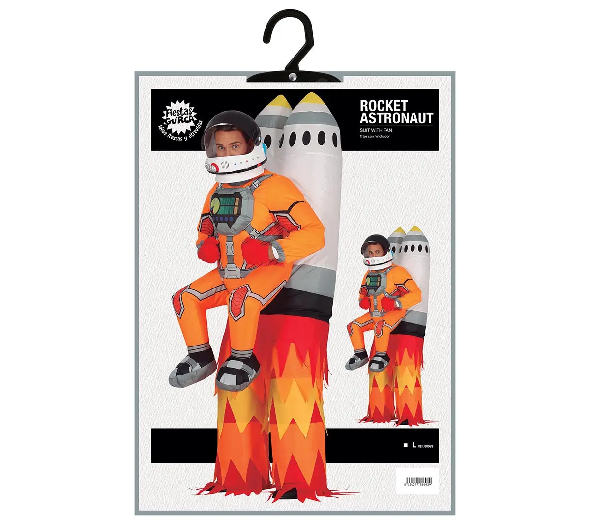 Oppusteligt raketkostume med astronaut