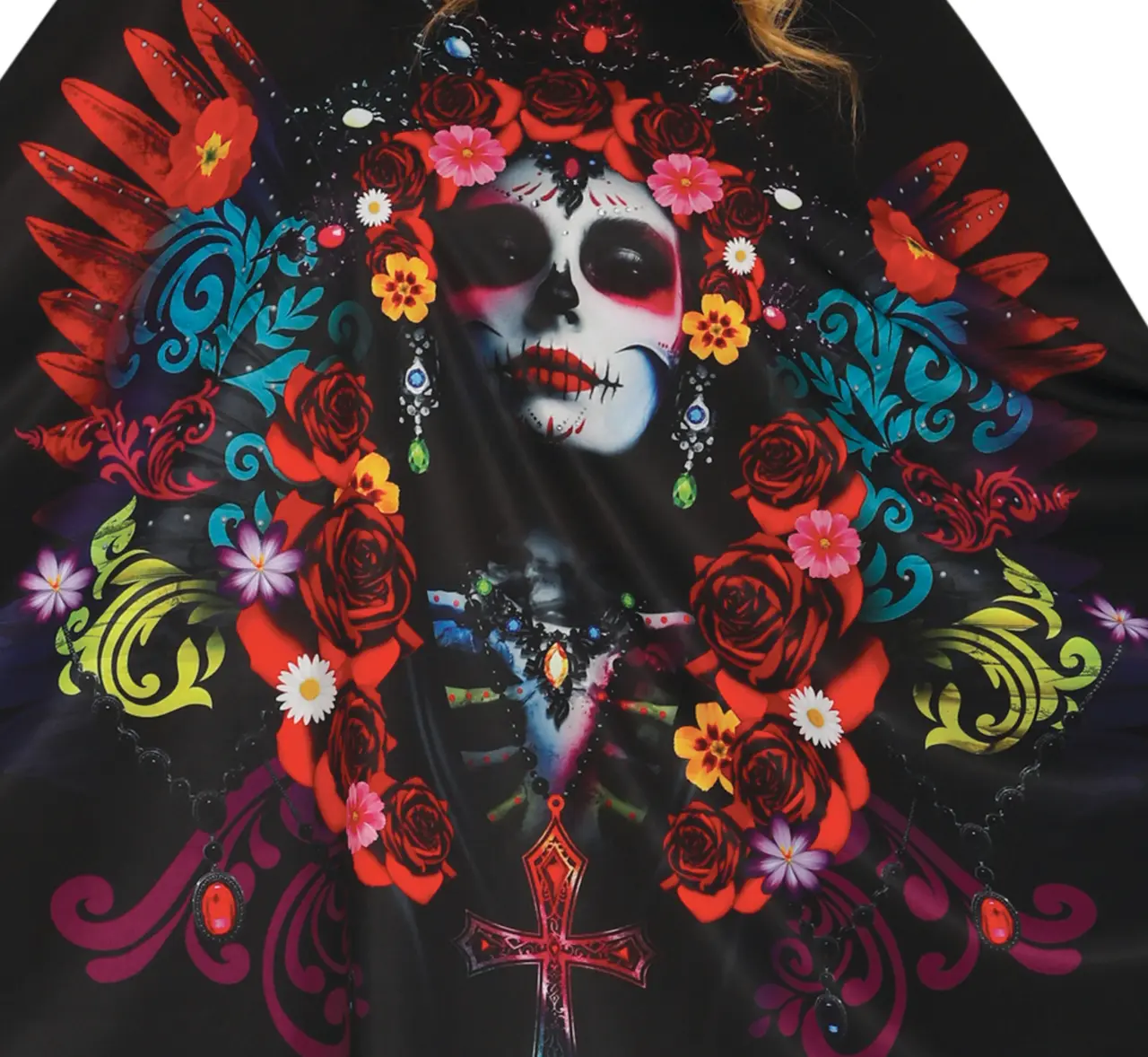 Catrina-poncho – kostume til damer, sort