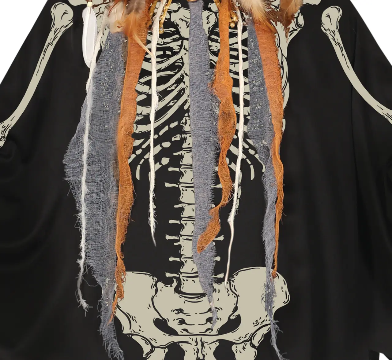 Skeletponcho – kostume til damer, sort