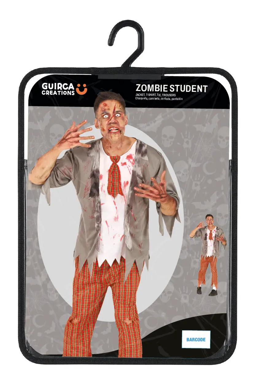 Zombie-skoleelev – kostume til herrer