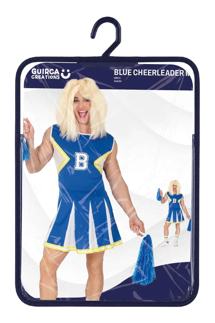 Blå cheerleader – kostume til herrer