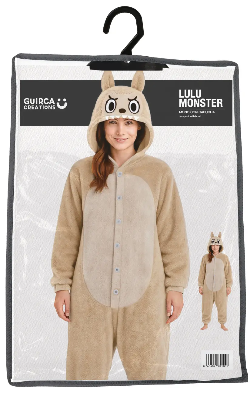 Beige Lulu-monsterpyjamas – kostume til damer