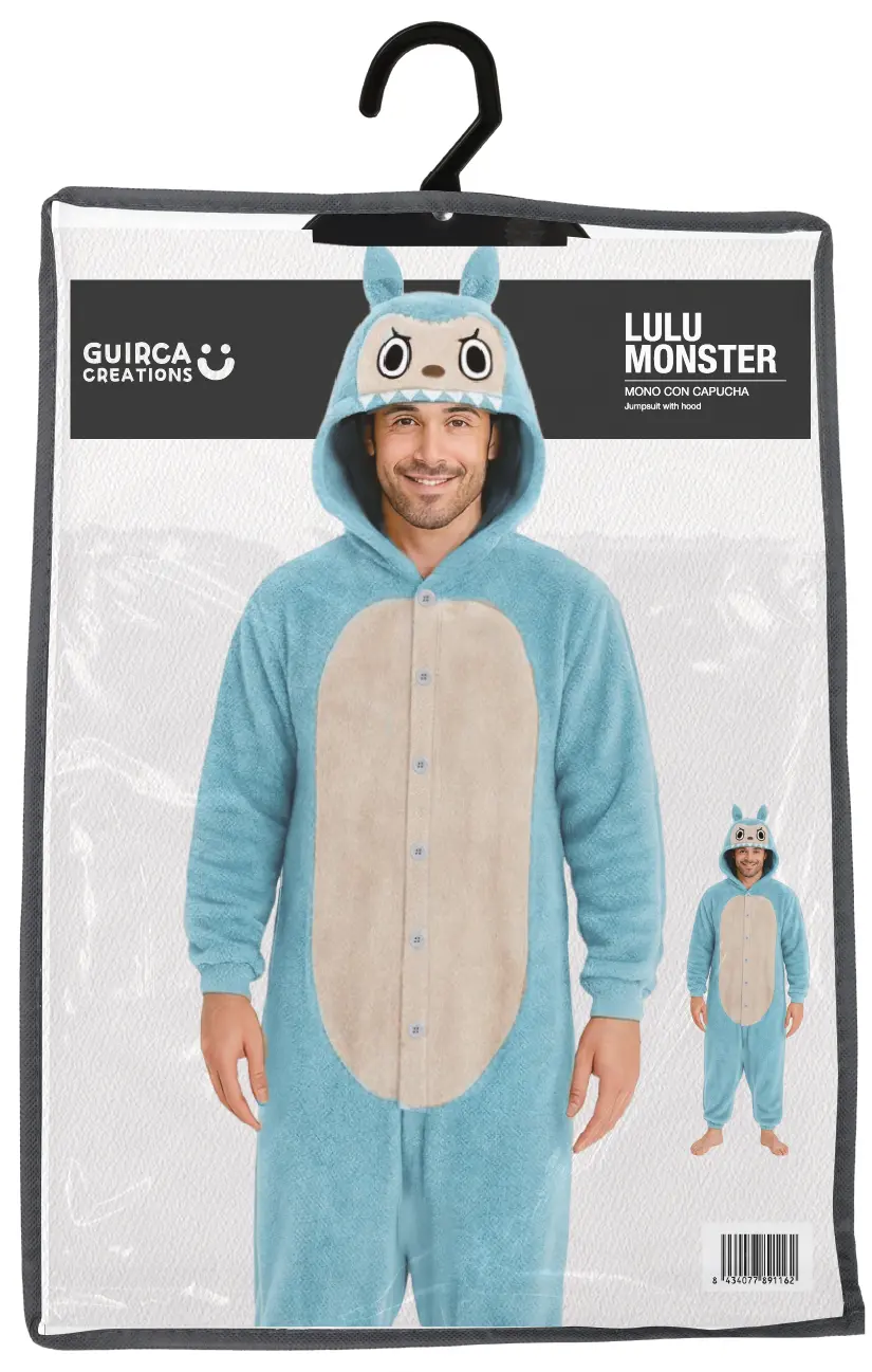 Blå Lulu-monsterpyjamas – kostume til herrer