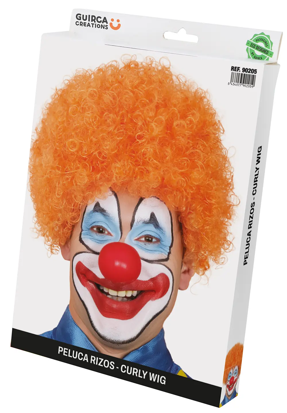 Orange krøllet paryk